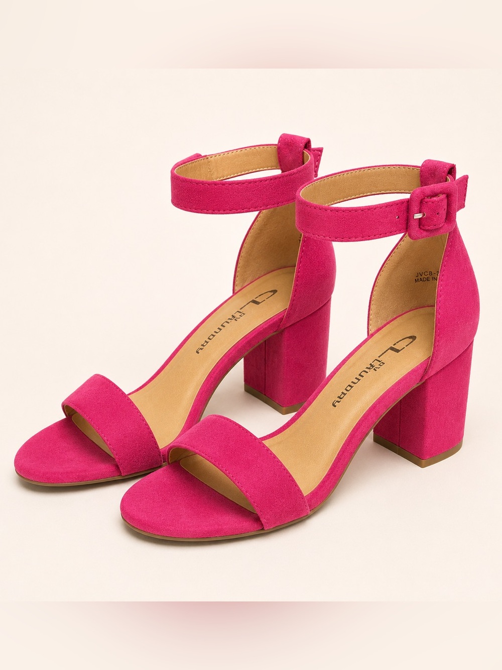CL by Laundry Hot Pink Suede Block Heel Sandals Size 6.5